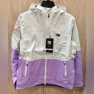 NWTs Outdoor Research Women’s Carbide Ski Jacket/Shell. Snow/Lavender. Large
